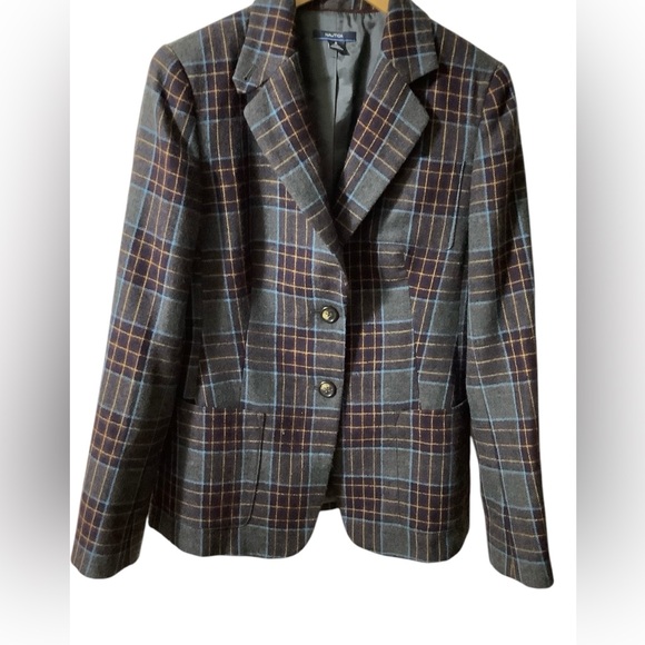 NAUTICA Plaid 100% Wool women Blazer. Size 6 - Picture 1 of 14
